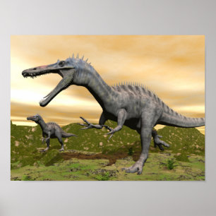 Suchomimus dinosaurs - 3D render Poster