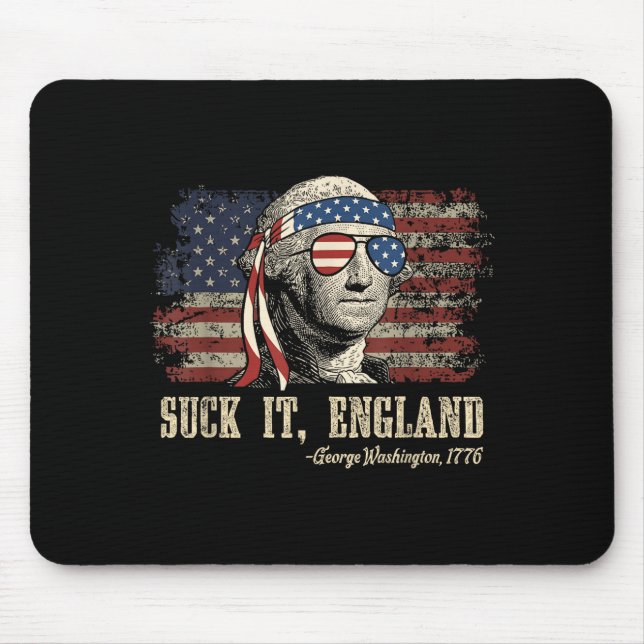 Suck england funny 4th of july george washington mouse pad (Front)