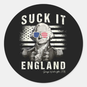 Suck England Funny Aamerica Flag 4th Of July Men Classic Round Sticker