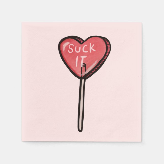 Suck it Anti Valentine Heart Sucker Napkin (Front)