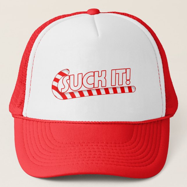 Suck It Candy Cane Trucker Hat (Front)