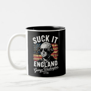 Suck It England 4th of July George Washington 1776 Two-Tone Coffee Mug