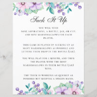 Suck It Up. Baby shower game. Purple floral