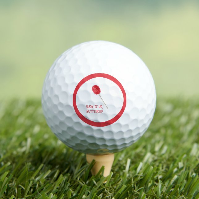 Suck It Up Buttercup with Red Lollipop    Golf Balls (Insitu Tee)