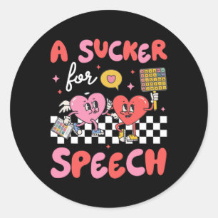 Sucker For Speech Therapy Slp Heart Loving Valenti Classic Round Sticker