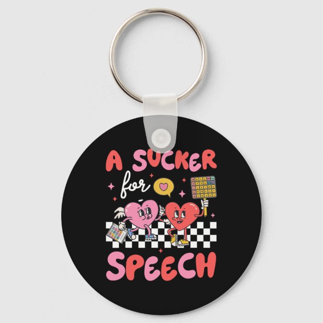 Sucker For Speech Therapy Slp Heart Loving Valenti Key Ring (Front)