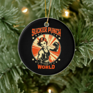 Sucker Punch the World Ceramic Ornament