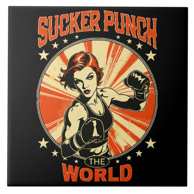Sucker Punch the World Ceramic Tile (Front)