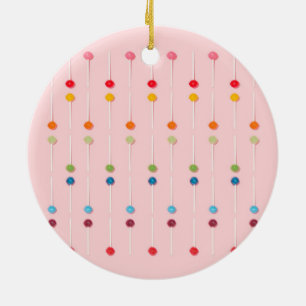 Suckers Lollypop Candy Rainbow Ceramic Ornament