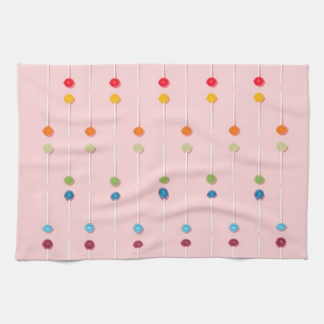Suckers Lollypop Candy Rainbow Tea Towel (Horizontal)