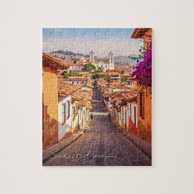 Sucre Bolivia Travel Watercolor Jigsaw Puzzle (Vertical)