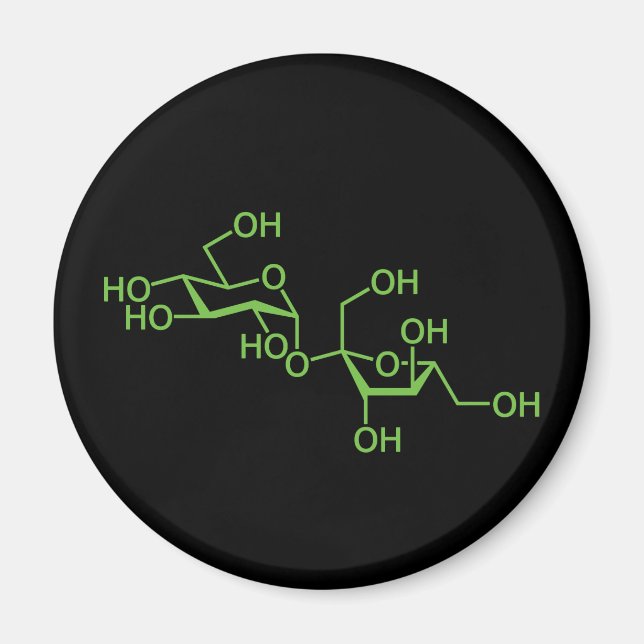 Sucrose Sugar Molecule Chemical Diagram Magnet (Front)
