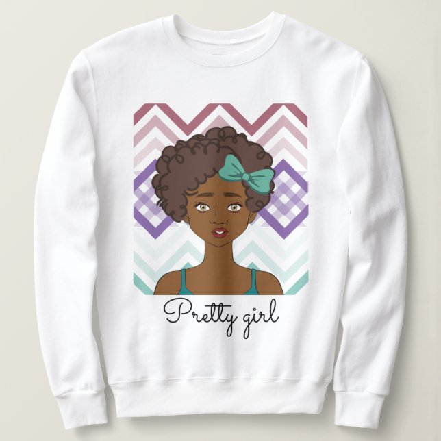 Sudadera Pretty Girl, with an African girl drawing Sweatshirt (Design Front)