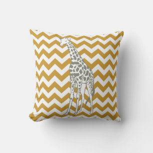 Sudan Brown Safari Chevron with Pop Art Giraffe Cushion