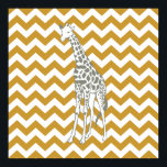 Sudan Brown Safari Chevron with Pop Art Giraffe Poster<br><div class="desc">Mod Chevron pattern in Emporio Moffa's Safari Moods colour palette, with pop art giraffe on one side.</div>