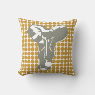 Sudan Brown Safari Dot with Pop Art Elephant Cushion