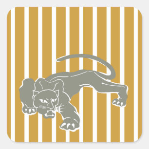 Sudan Brown Safari Stripe with Leopard Square Sticker
