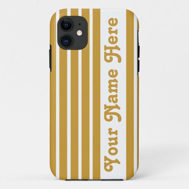 Sudan Brown Safari Stripe with name Case-Mate iPhone Case (Back)