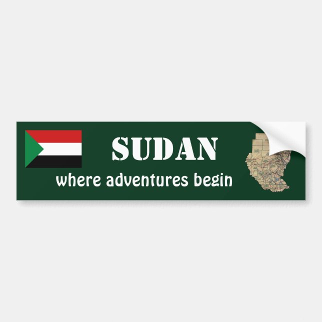 Sudan Flag + Map Bumper Sticker (Front)