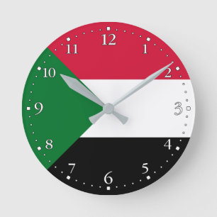 Sudan Flag Round Clock