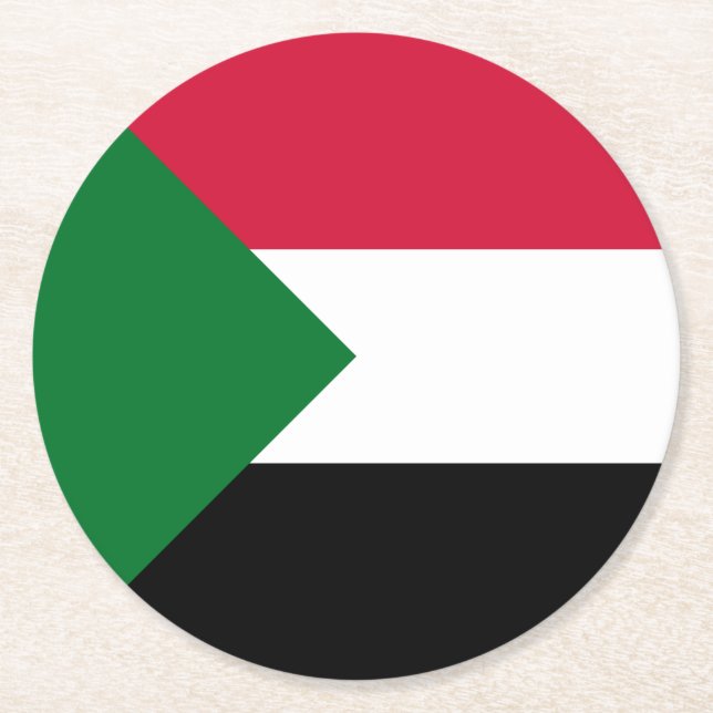 Sudan Flag Round Paper Coaster (Front)