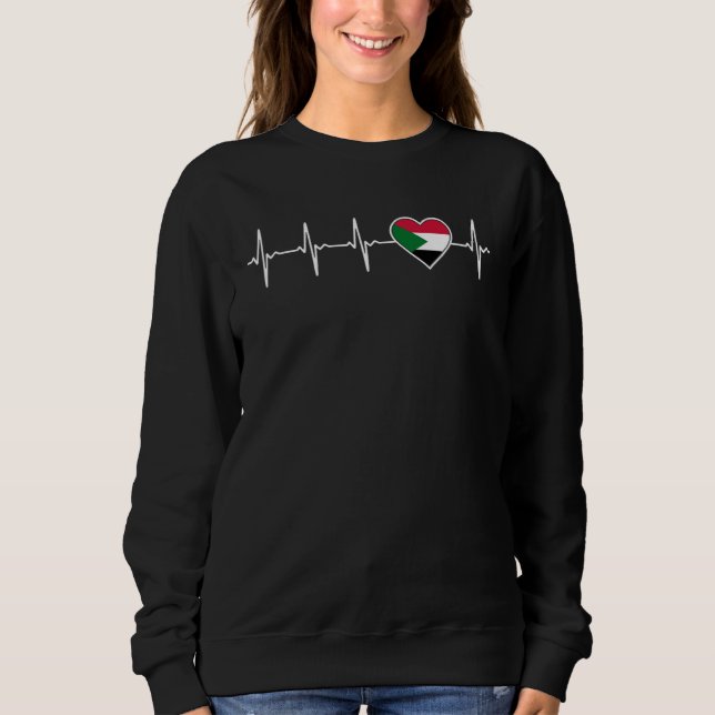 Sudan Heartbeat Sudanese Flag and Heart Love Afric Sweatshirt (Front)