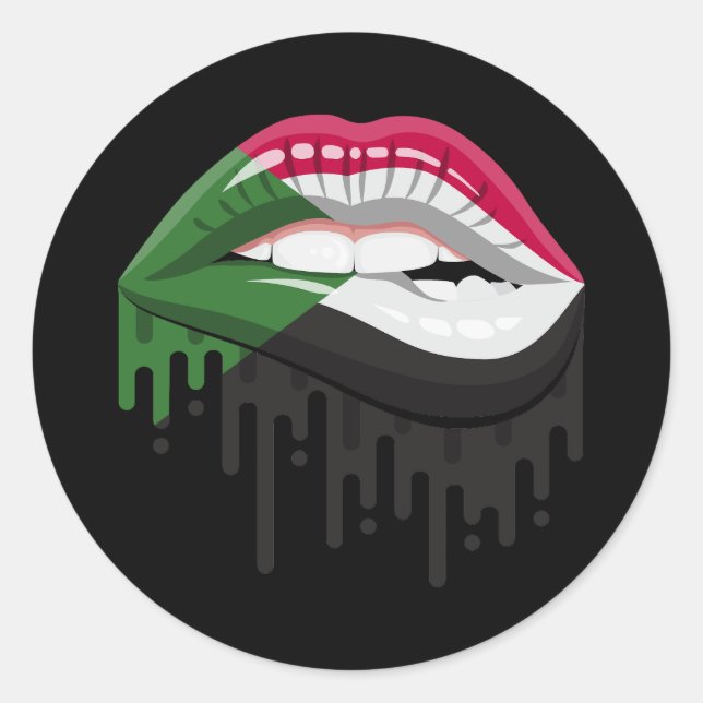 Sudan lips pride root flag classic round sticker (Front)