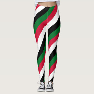 Sudan National Flag Colours Diagonal Striped Leggings