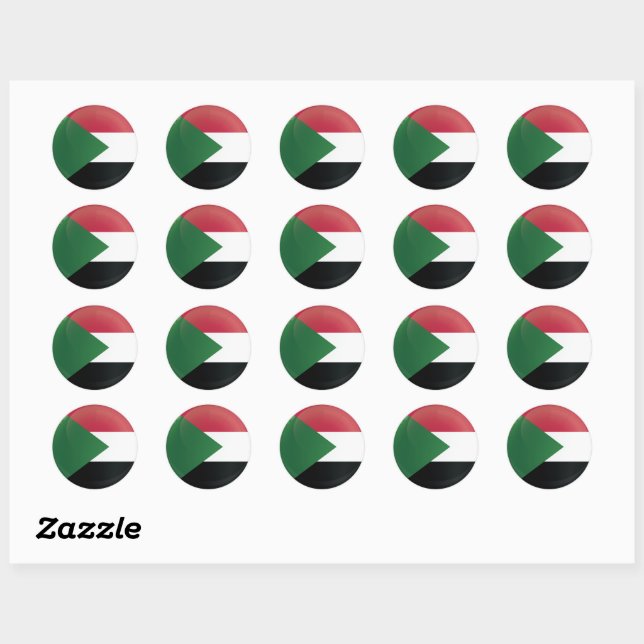 Sudan  Round Icon Flag Classic Round Sticker (Sheet)