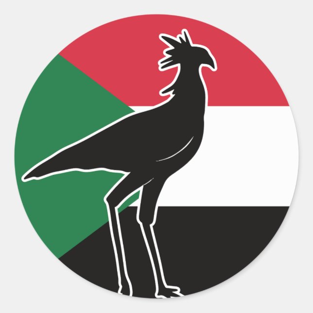 Sudan Secretarybird Secretary bird Sudanese Nation Classic Round Sticker (Front)