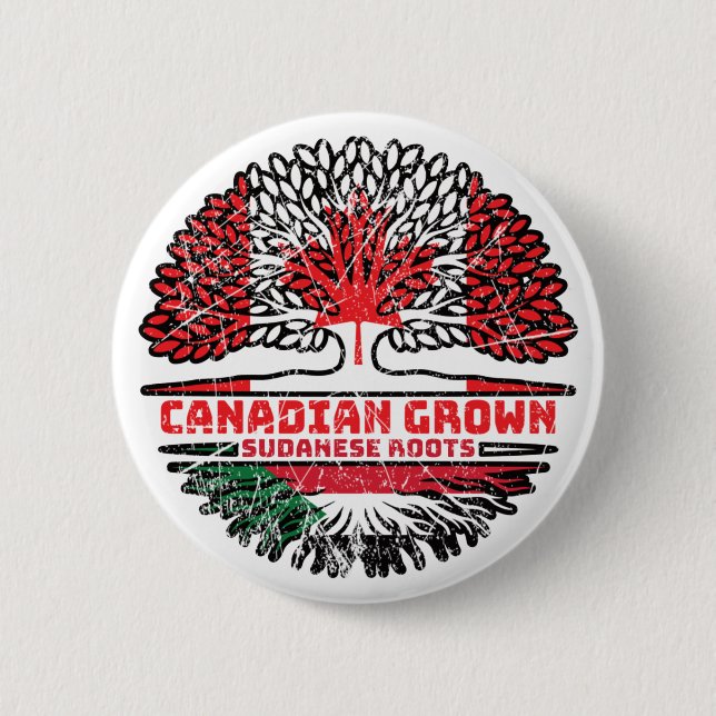 Sudan Sudanese Canadian Canada Tree Roots Flag 6 Cm Round Badge (Front)
