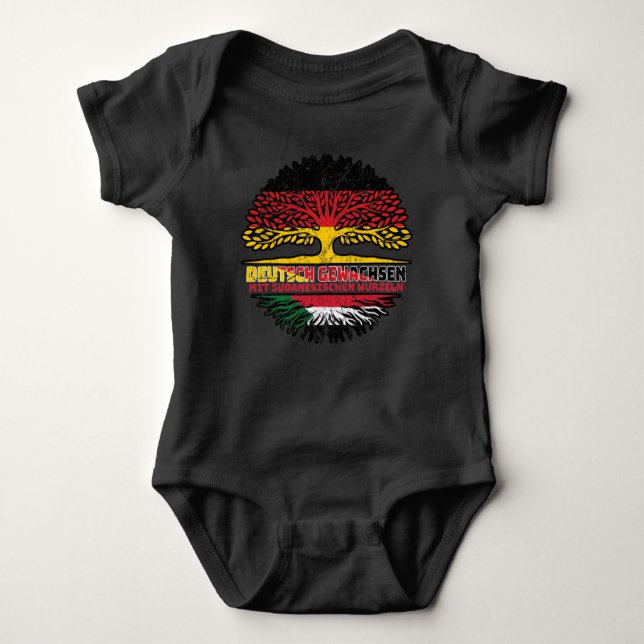 Sudan Sudanesisch Deutsch Deutschland Baum Wurzel Baby Bodysuit (Front)