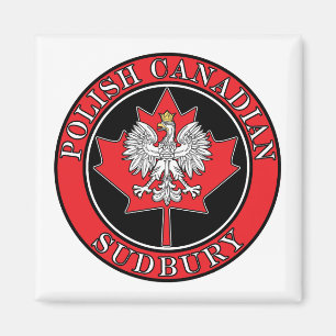 Sudbury Round Polish Canadian Leaf Magnet
