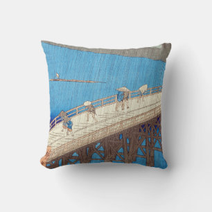 Sudden shower over Atake Bridge, Utagawa Hiroshige Cushion