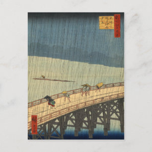 Sudden shower over Shin-Ōhashi bridge, Hiroshige Postcard