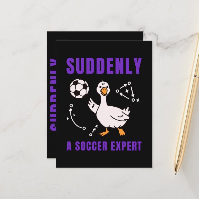 Suddenly a soccer expert announcement postcard (Front/Back In Situ)