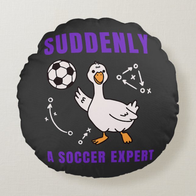 Suddenly a soccer expert round cushion (Front)