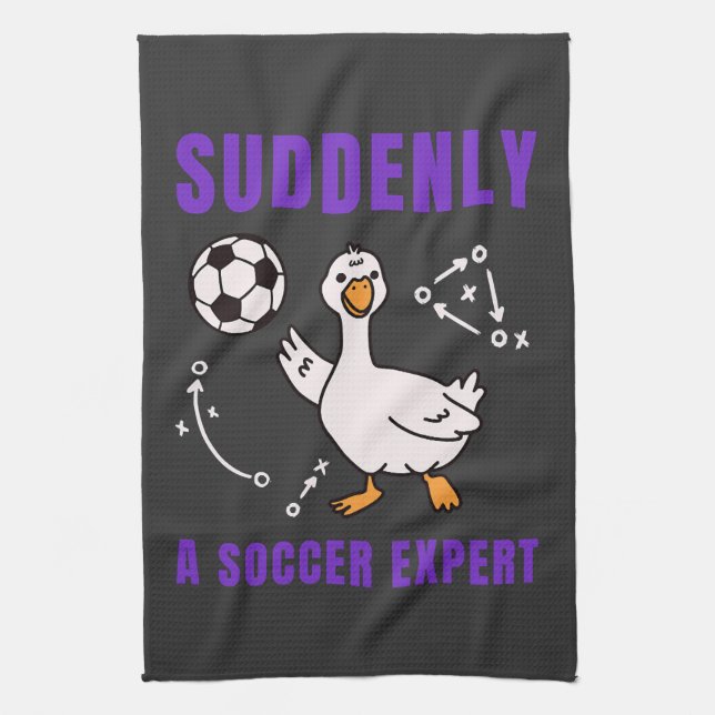 Suddenly a soccer expert tea towel (Vertical)