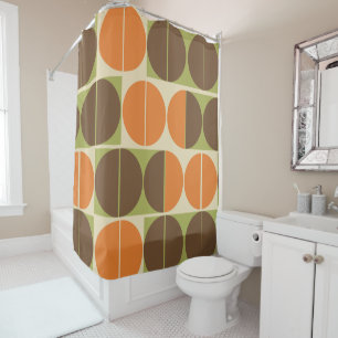 Suddenly Seventies Orange Brown Green Geometric Shower Curtain