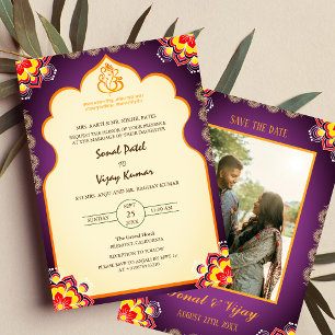 Sudh Desi Indian Hindu Wedding Ganesha Logo Chakra Invitation