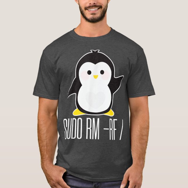 sudo rm rf  Funny Linu sysadmin command T-Shirt (Front)