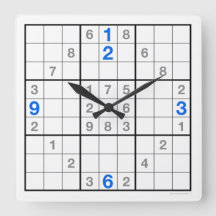 Sudoku Clock with downloadable puzzle (blue)