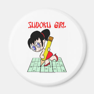 Sudoku Girl Black Hair Magnet