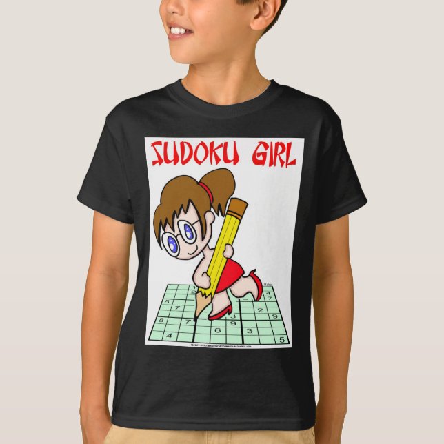 Sudoku Girl Brown Hair T-Shirt (Front)