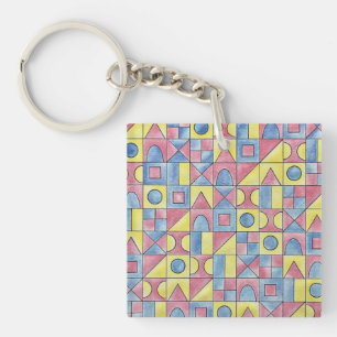 Sudoku One-Modern Bauhaus Geometric Art Key Ring
