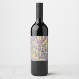 Sudoku One-Modern Bauhaus Geometric Art Wine Label