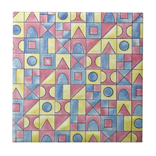 Sudoku One-Modern Minimalist Bauhaus Geometric Art Ceramic Tile