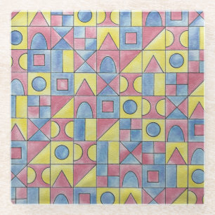 Sudoku One-Modern Minimalist Bauhaus Geometric Art Glass Coaster