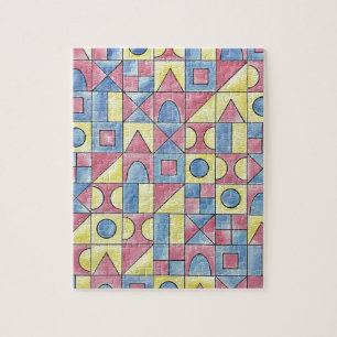 Sudoku One-Modern Minimalist Bauhaus Geometric Art Jigsaw Puzzle