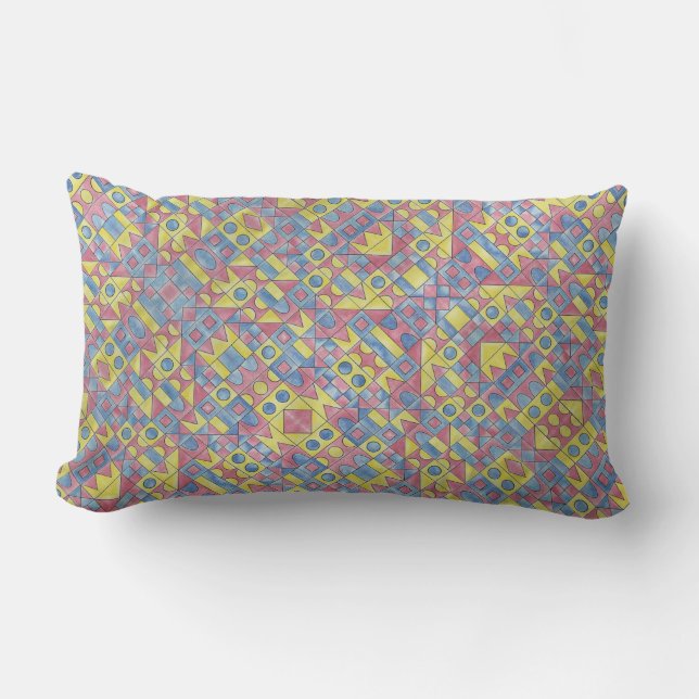 Sudoku One-Modern Minimalist Bauhaus Geometric Lumbar Cushion (Front)